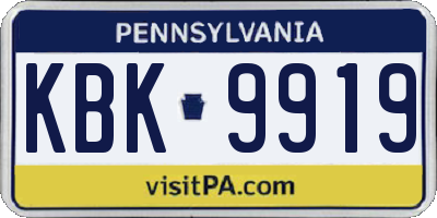 PA license plate KBK9919
