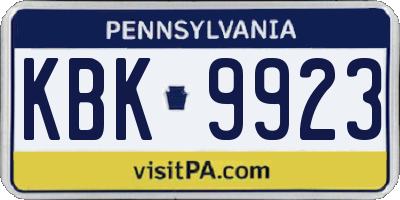 PA license plate KBK9923
