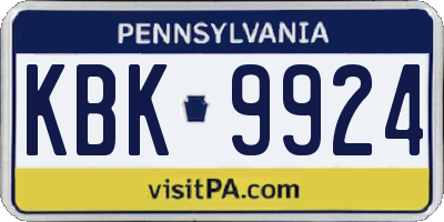 PA license plate KBK9924