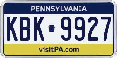 PA license plate KBK9927