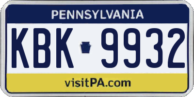 PA license plate KBK9932