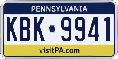 PA license plate KBK9941