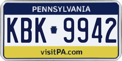 PA license plate KBK9942