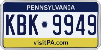 PA license plate KBK9949