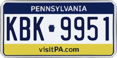 PA license plate KBK9951