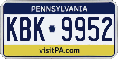 PA license plate KBK9952