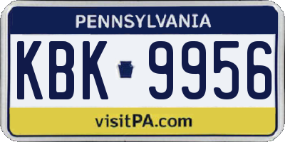 PA license plate KBK9956