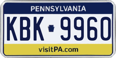PA license plate KBK9960