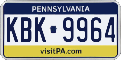 PA license plate KBK9964