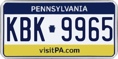 PA license plate KBK9965