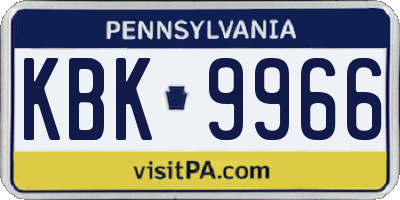 PA license plate KBK9966