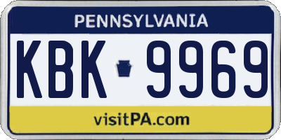 PA license plate KBK9969