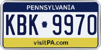 PA license plate KBK9970