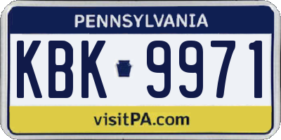 PA license plate KBK9971
