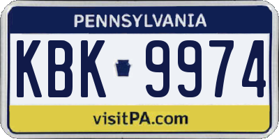 PA license plate KBK9974