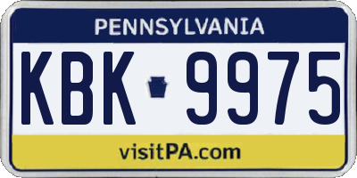 PA license plate KBK9975