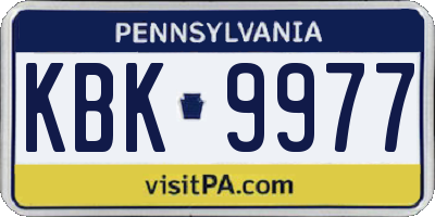 PA license plate KBK9977