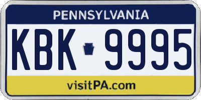 PA license plate KBK9995