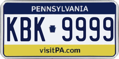 PA license plate KBK9999
