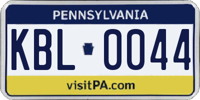 PA license plate KBL0044