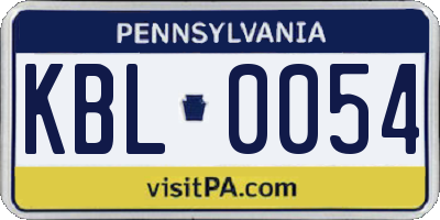 PA license plate KBL0054
