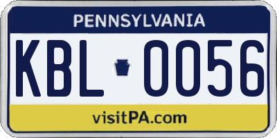 PA license plate KBL0056