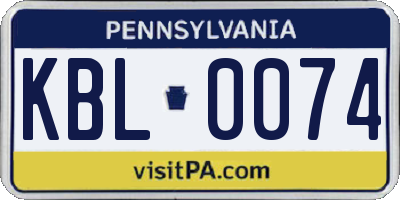 PA license plate KBL0074