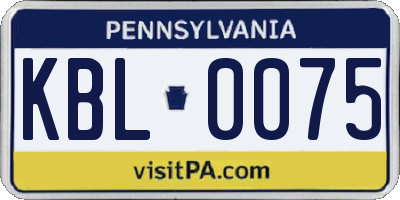 PA license plate KBL0075