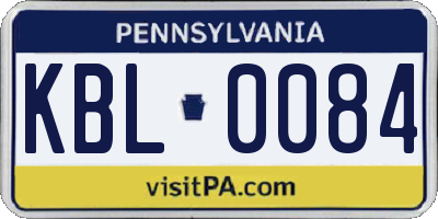 PA license plate KBL0084