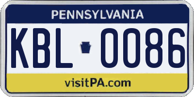 PA license plate KBL0086
