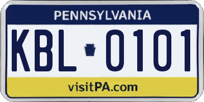 PA license plate KBL0101