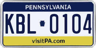 PA license plate KBL0104