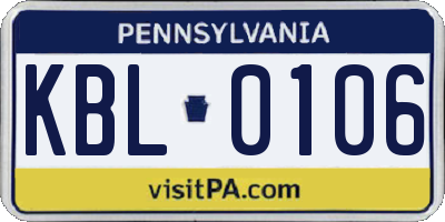 PA license plate KBL0106