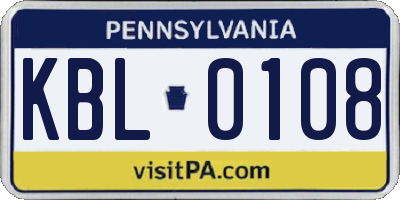 PA license plate KBL0108