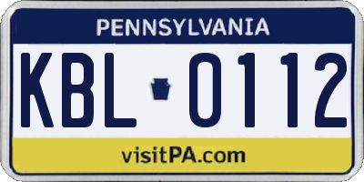 PA license plate KBL0112