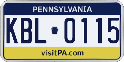 PA license plate KBL0115