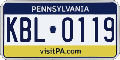 PA license plate KBL0119