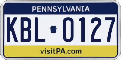PA license plate KBL0127
