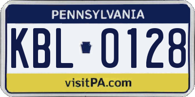 PA license plate KBL0128
