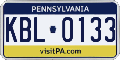 PA license plate KBL0133
