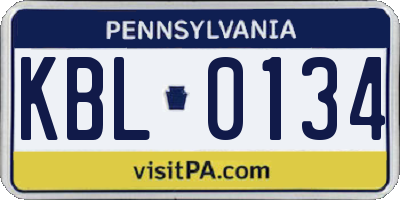 PA license plate KBL0134