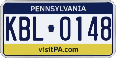 PA license plate KBL0148