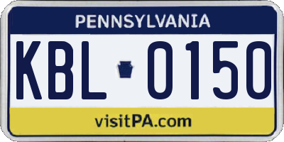 PA license plate KBL0150