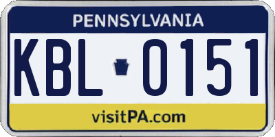 PA license plate KBL0151