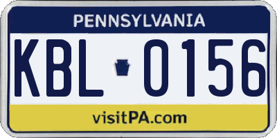 PA license plate KBL0156