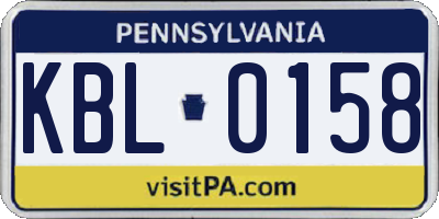 PA license plate KBL0158
