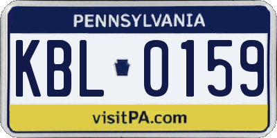 PA license plate KBL0159