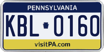 PA license plate KBL0160