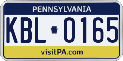 PA license plate KBL0165