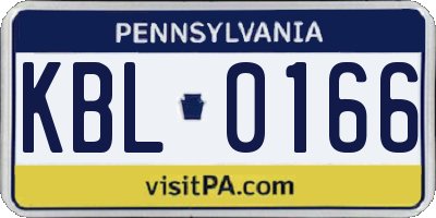 PA license plate KBL0166